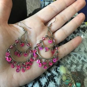 Pink Chandelier Statement Earrings